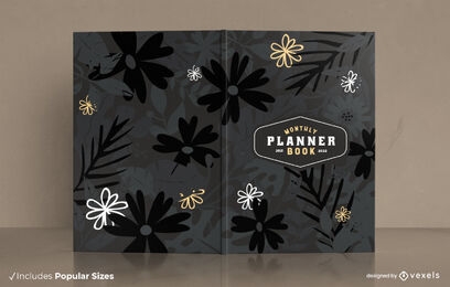 Flor rabisca o design da capa do planejador mensal