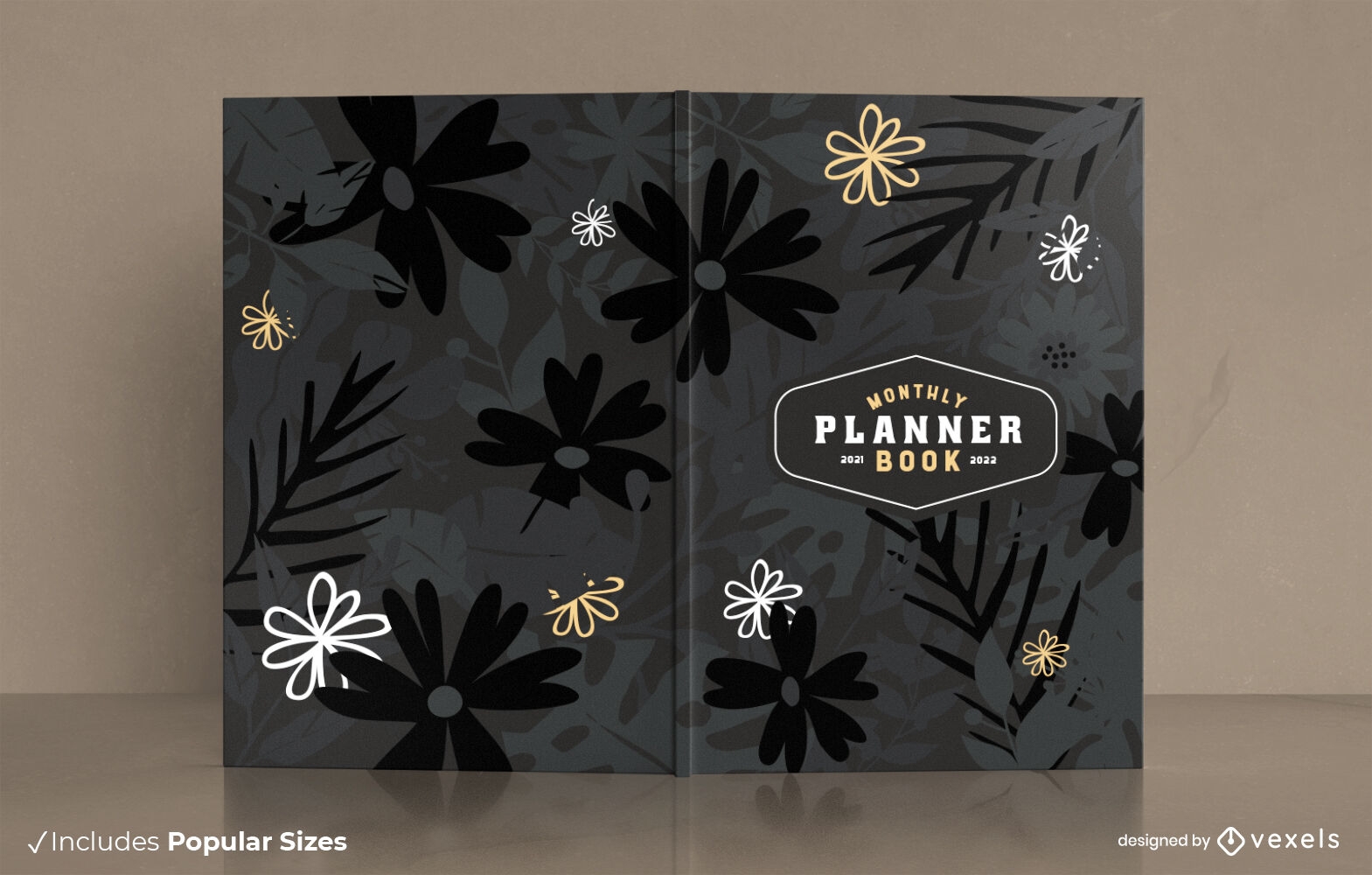 Flower doodles monthly planner cover design
