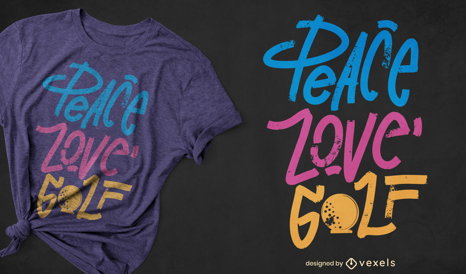 Design de t-shirt de golfe com amor e paz