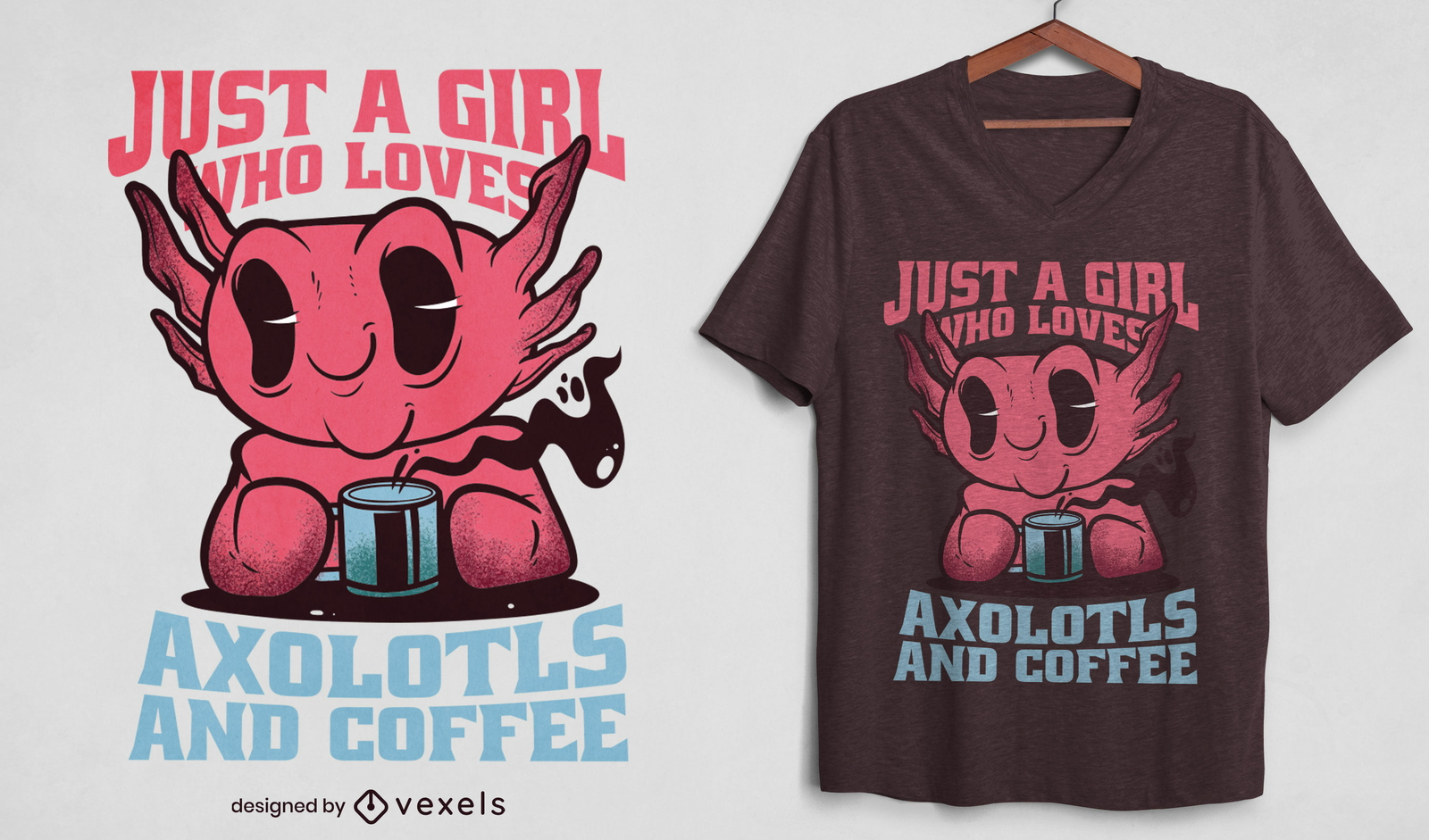 Axolotls e design de t-shirt das citações do café