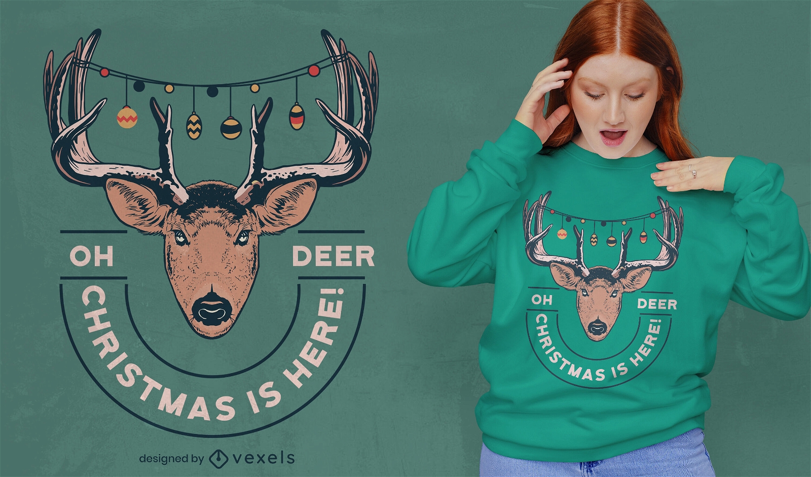 Deer with Christmas lights t-shirt design