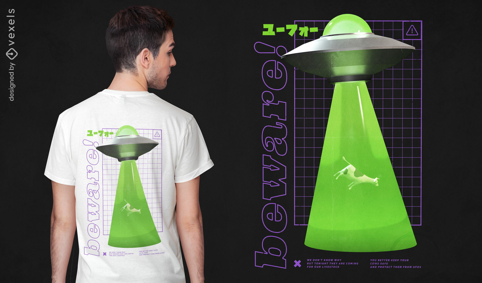 Nave alien?gena e camiseta de vaca psd