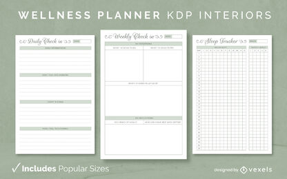 Wellness planner journal design template KDP