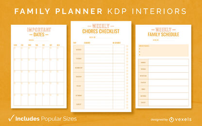 Family planner journal template KDP interior design