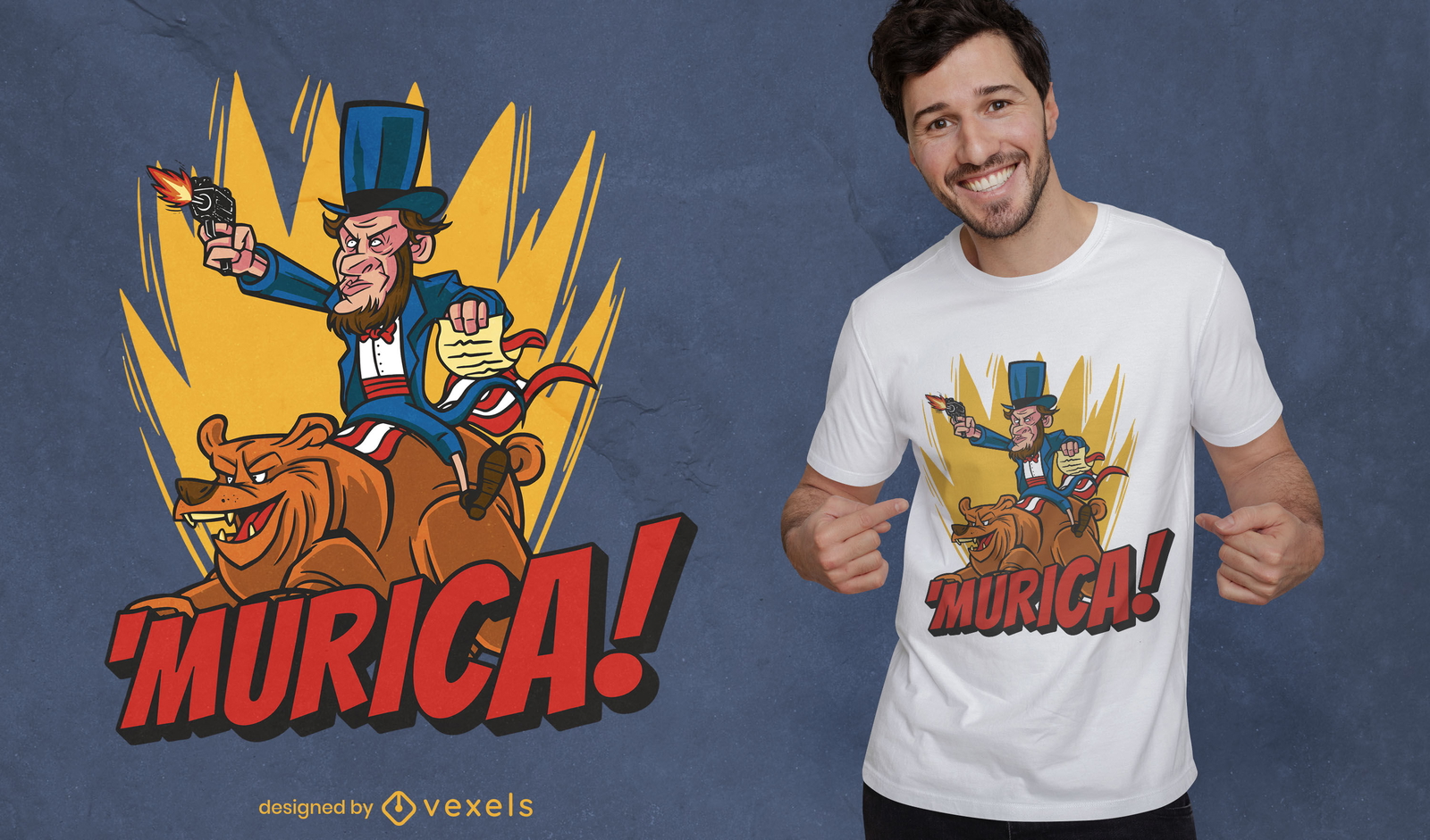 American man on bear t-shirt design