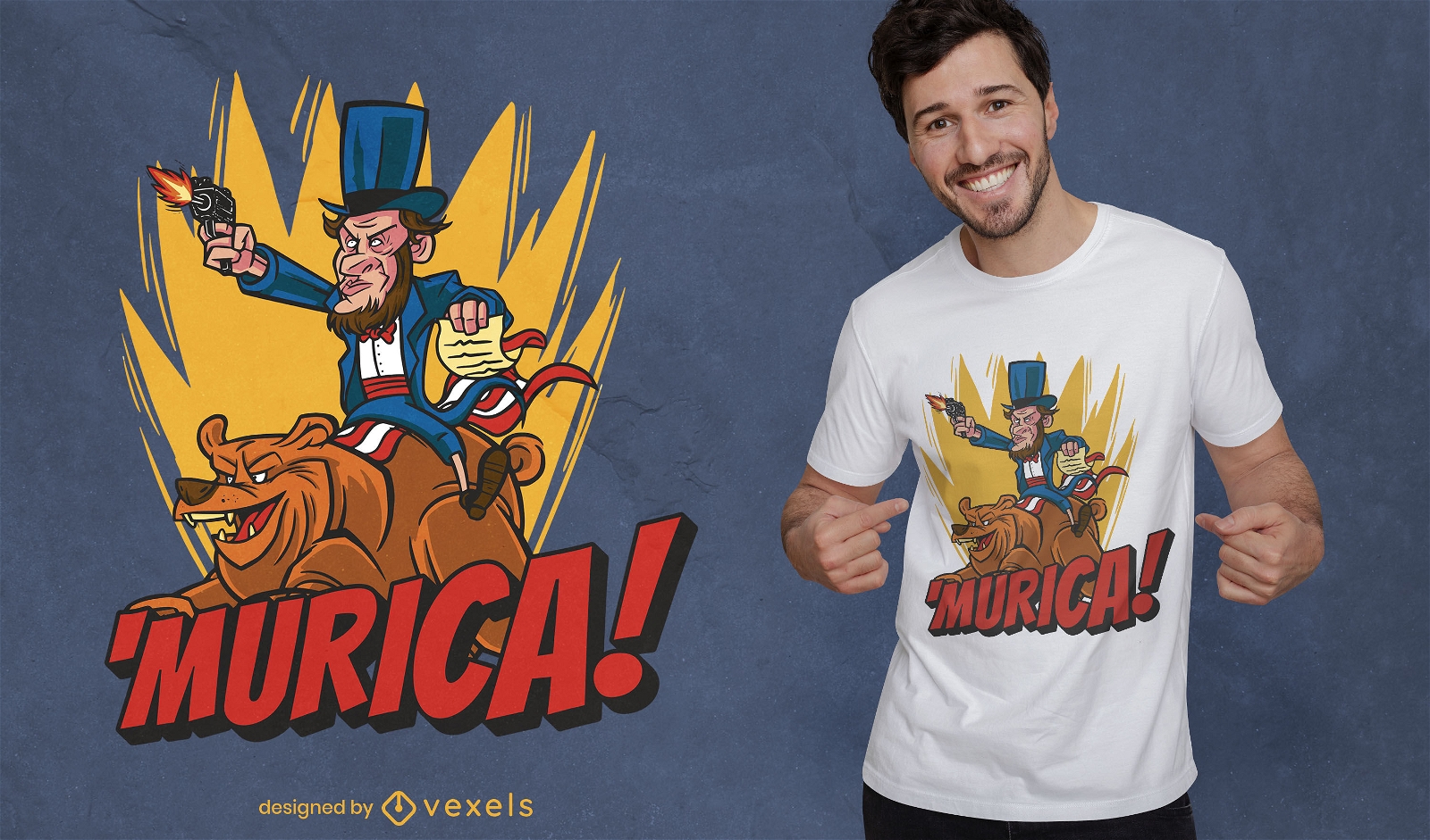 Amerikanischer Mann auf B?ren-T-Shirt-Design