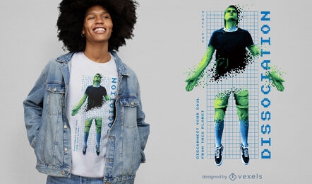 Hologramm Mann Pixel Art T-Shirt PSD
