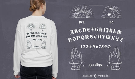Diseño de camiseta esotérica de tablero ouija.