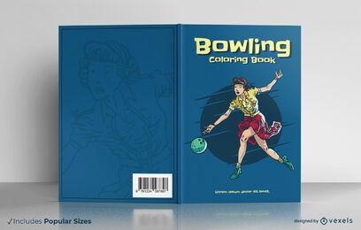 Bowling vintage coloring book cover design