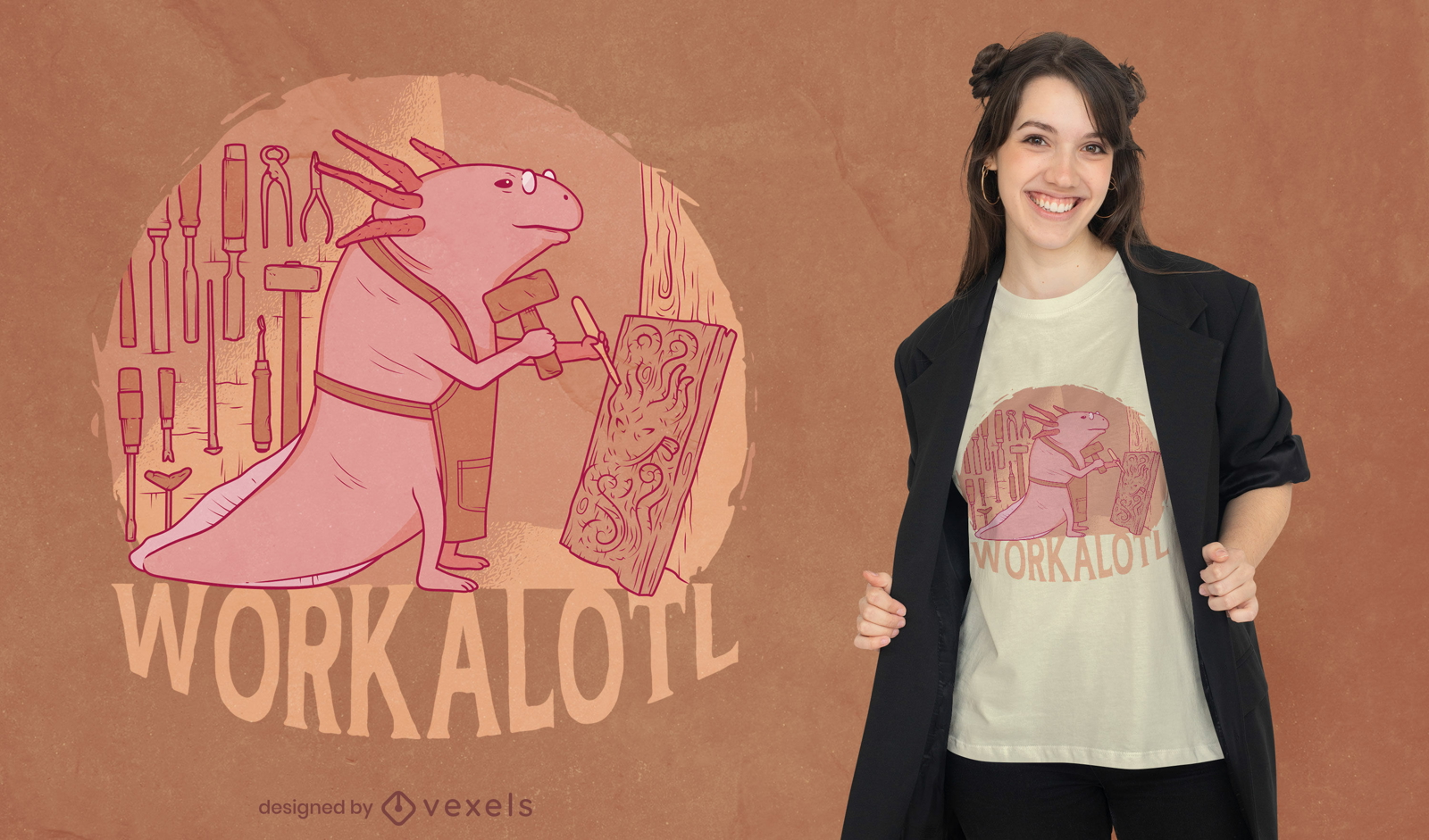 Workalotl Axolotl T-Shirt Design