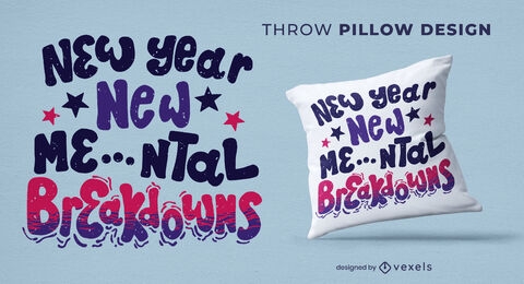 Diseño de almohada anti Año Nuevo.