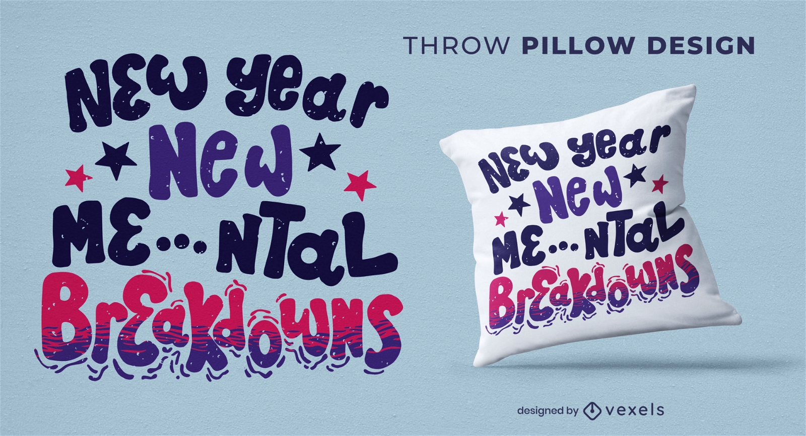 Anti New Year throw pillow design
