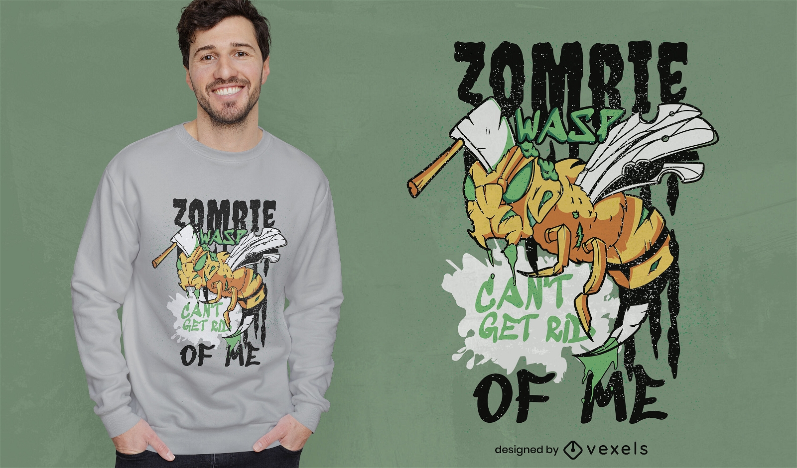 Zombie Wespe Zitat T-Shirt Design
