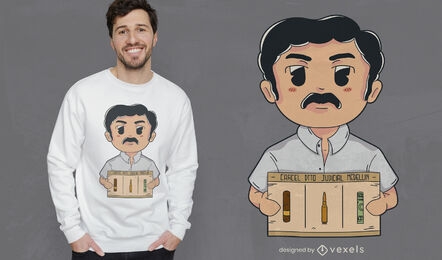 Chibi moustache character t-shirt design