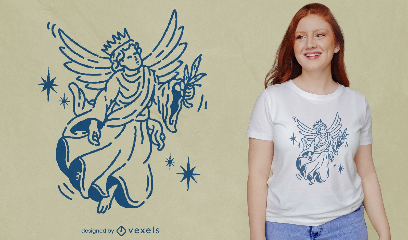Flying angel stroke t-shirt design