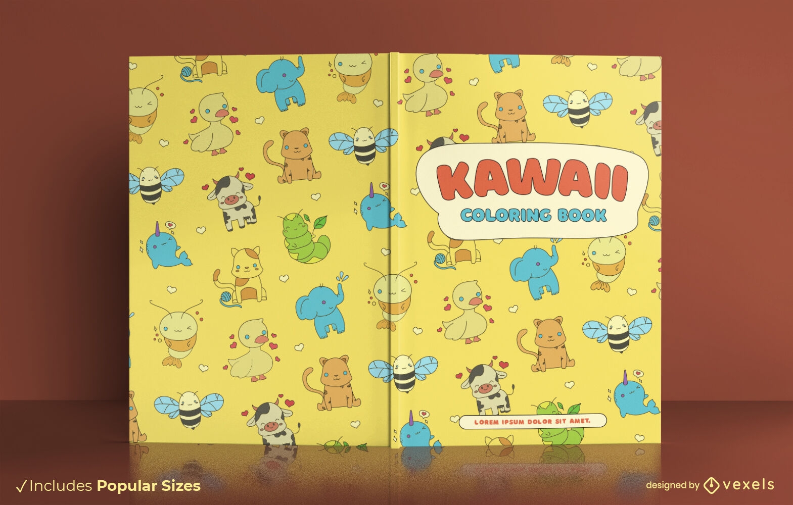 Desenho da capa do livro para colorir animais Kawaii