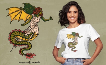 Diseño de camiseta de niña dragón