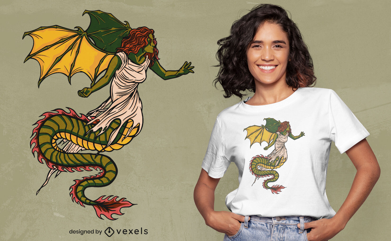 Drachenmädchen-T-Shirt-Design