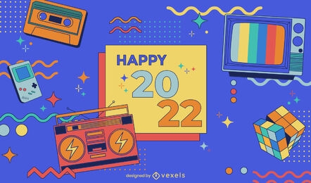 Diseño de ilustración feliz 2022