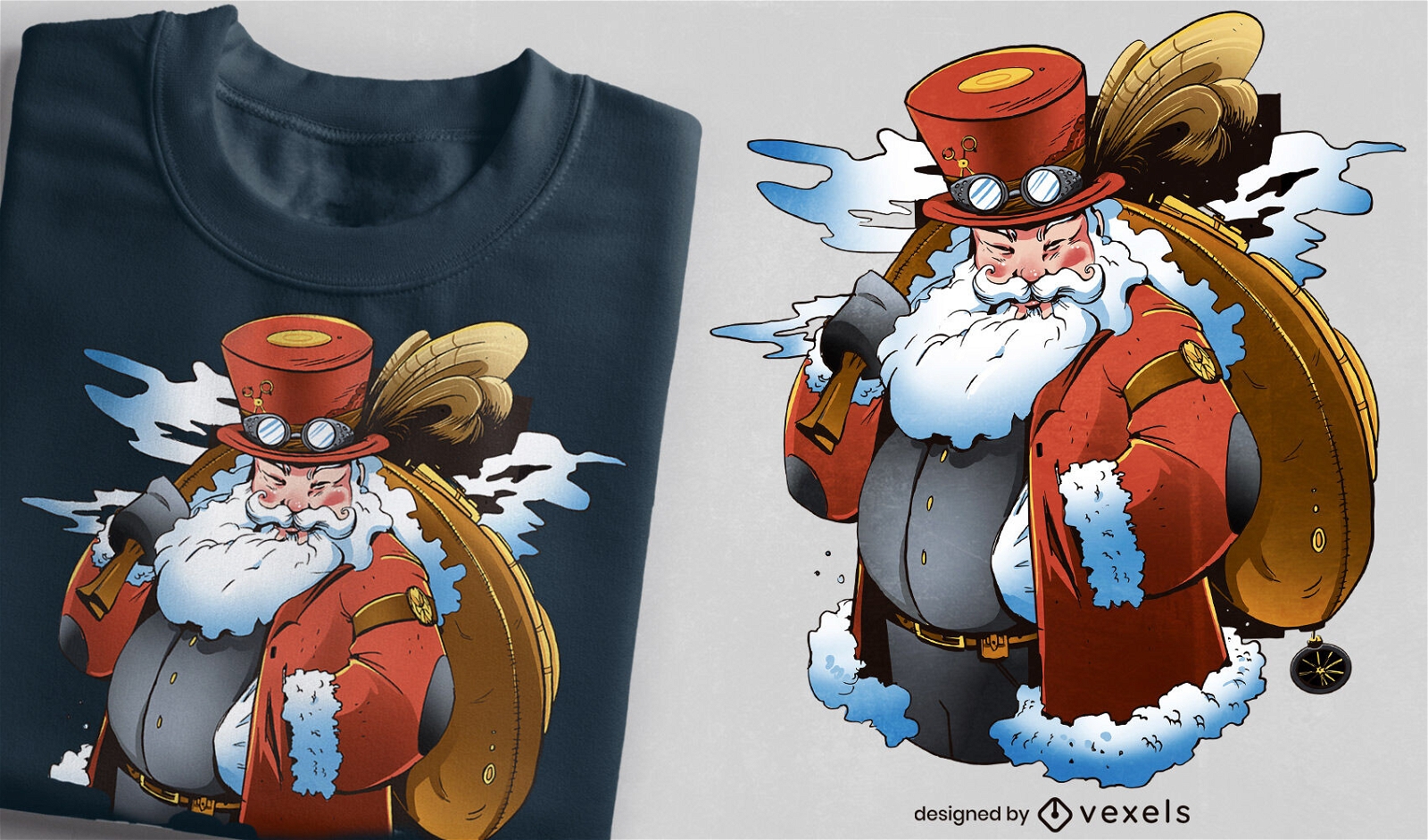 Weihnachtsmann-Tragetasche mit Geschenken T-Shirt psd