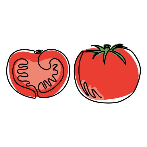 Cor de tomate de linha contínua de alimentos Desenho PNG