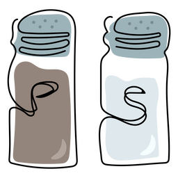 Food continuous line salt and pepper PNG Design