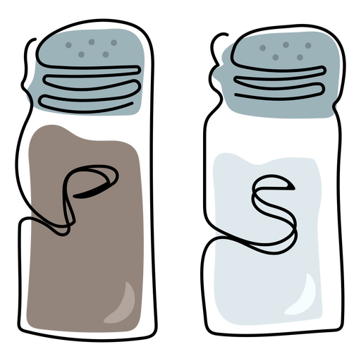 Food continuous line salt and pepper PNG Design