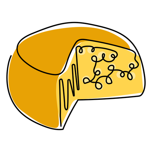 Alimentos línea continua queso color Diseño PNG