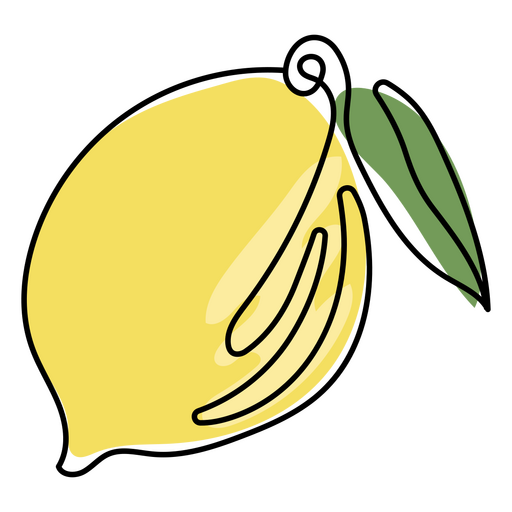 Food continuous line lemon color PNG Design