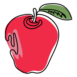 Food continuous line apple color PNG Design Transparent PNG