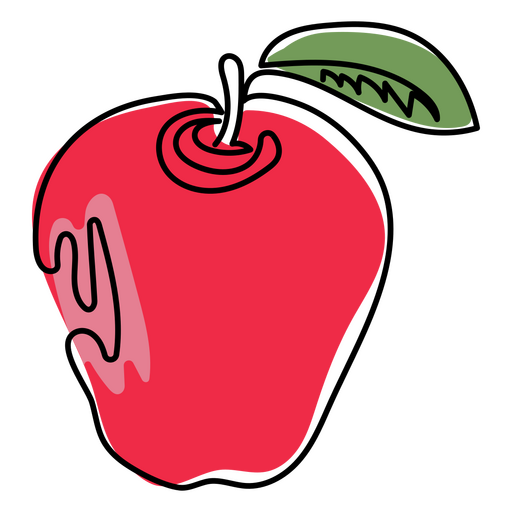 Lebensmittel durchgehende Linie Apfelfarbe PNG-Design