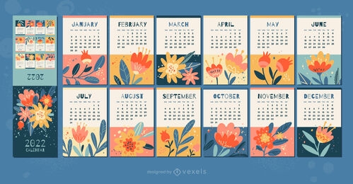 Calendario plano naturaleza floral 2022