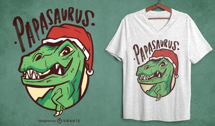 Diseño de camiseta navideña Papasaurus t-rex