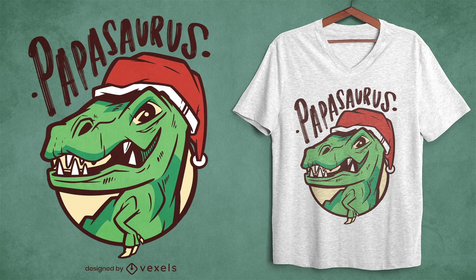 Dise?o de camiseta navide?a Papasaurus t-rex