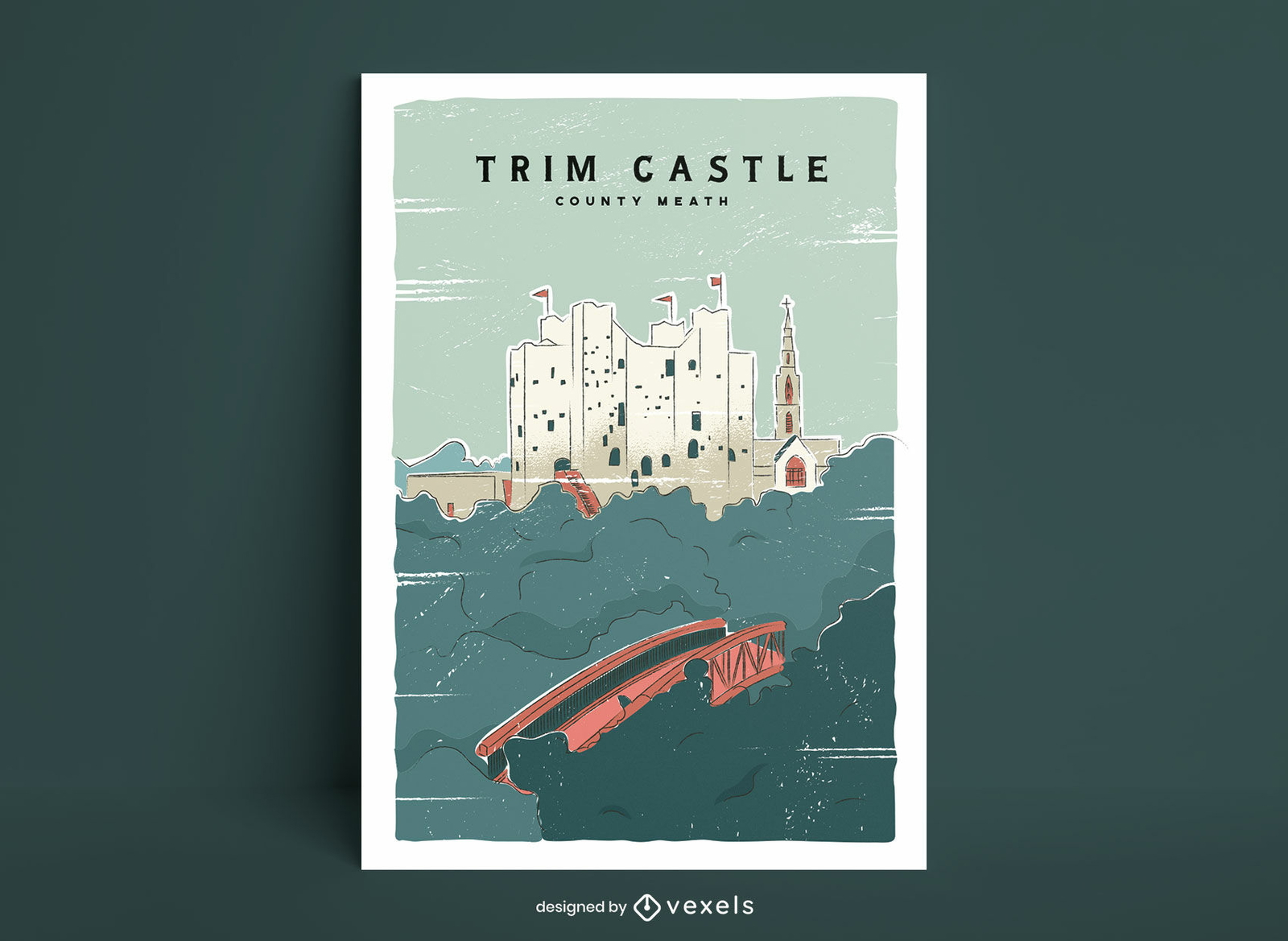 Diseño de cartel de castillo de adorno