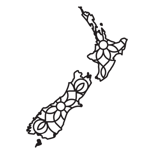 Mapa de mandalas de Nueva Zelanda Diseño PNG