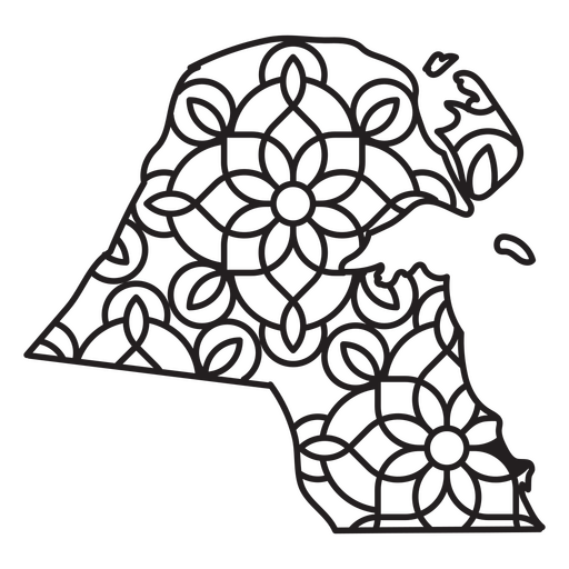 Mapa de mandalas de Kuwait Diseño PNG