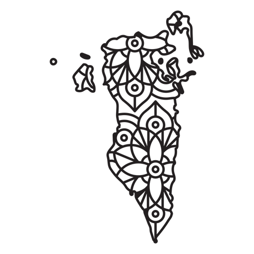 Bahrain-Mandala-Karte PNG-Design