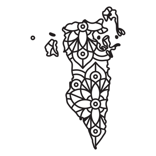 Bahrain Mandala Map PNG Design