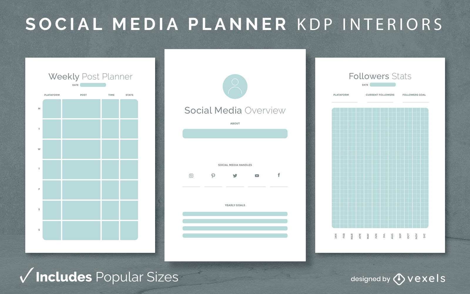 Modelo de design de planejador de mídia social KDP