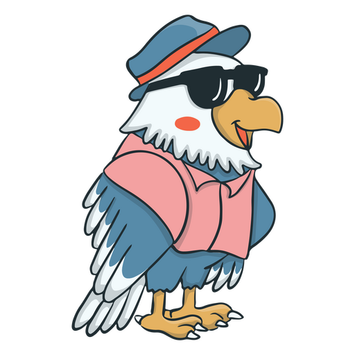 Sunglasses cute eagle character PNG Design