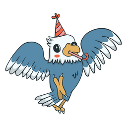 Birthday cute eagle character PNG Design