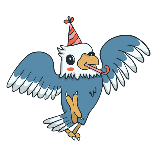 Birthday cute eagle character PNG Design