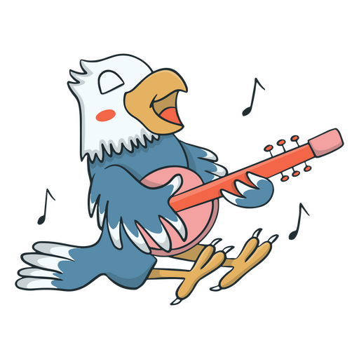 Guitar cute eagle character PNG Design