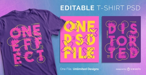 Distorted text scalable t-shirt psd