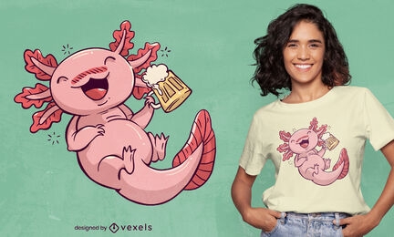 Drunk axolotl t-shirt design