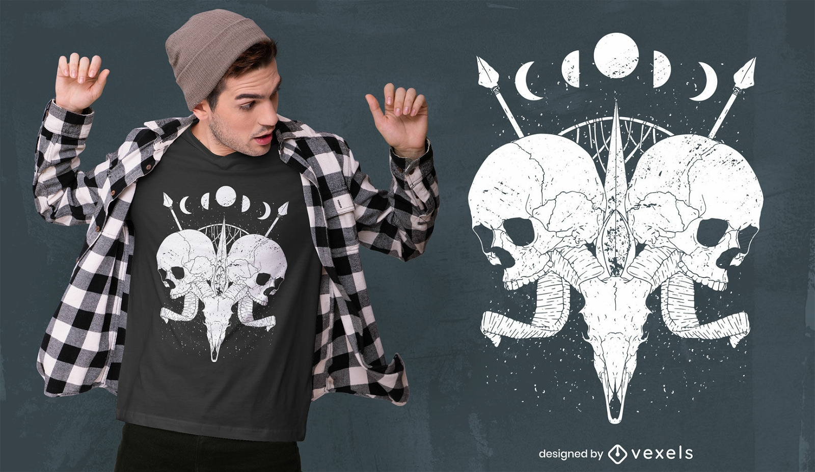 Esoteric skulls t-shirt design
