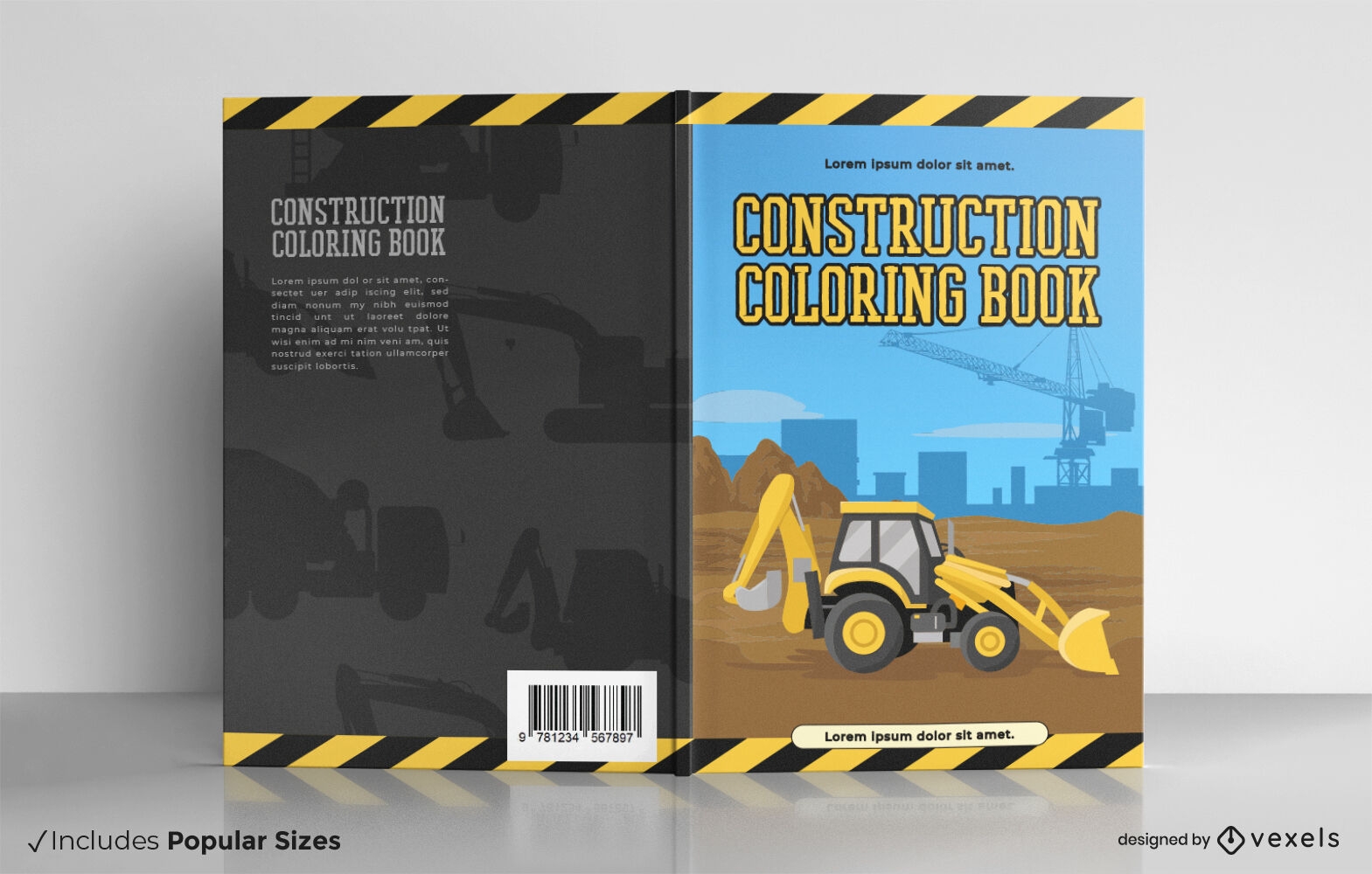 Construction coloring book cover design