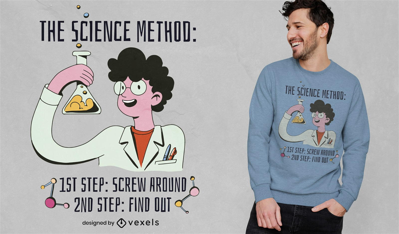 O design de t-shirt do método científico