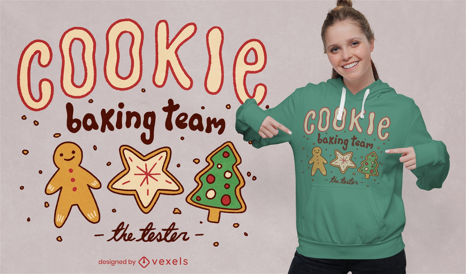 Design de camiseta da equipe de confeitaria de biscoitos